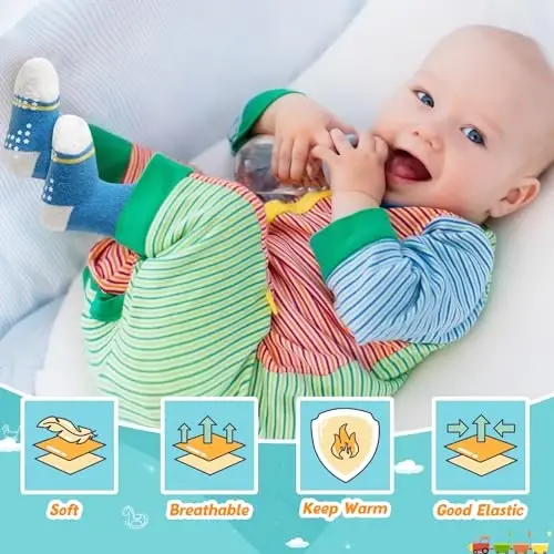 Eyean Baby Wool Grip Paypoq Yumshoq Qishki Issiq Qalin Sirpanmaydigan Bolalar O'g'il Qizlar Paypoqlari Bolalar uchun 6 juft - 5
