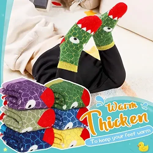 Eyean Baby Wool Grip Paypoq Yumshoq Qishki Issiq Qalin Sirpanmaydigan Chaqaloq O'g'il Qizlar Bolalar uchun paypoqlar 6 juft - 2