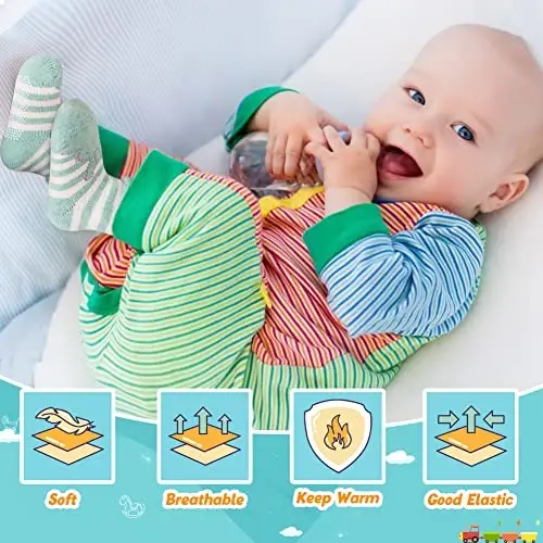 Eyean Baby Wool Grip Sock Soft Qishki iliq qalin sirpanmaydigan bolalar uchun paypoqlar o'g'il qiz bolalar uchun 6 juft - 5