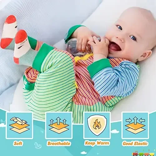 Eyean Baby Wool Grip Sock Soft Winter Warm Thick Non Slip Toddler Boy Girls Crew Socks For Children 6 Pairs - 5