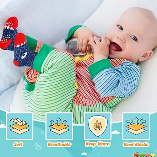 Eyean Baby Wool Grip Sock Soft Winter Warm Thick Non Slip Toddler Boy Girls Crew Socks For Children 6 Pairs - 6