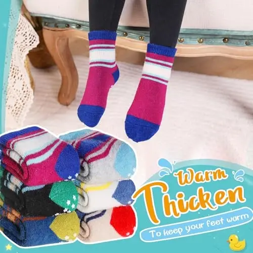 Eyean Baby Wool Grip Sock Soft Winter Warm Thick Non Slip Toddler Boy Girls Crew Socks For Children 6 Pairs - 2