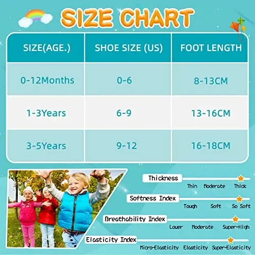 Eyean Baby Wool Grip Sock Soft Winter Warm Thick Non Slip Toddler Boy Girls Crew Socks For Children 6 Pairs - 6