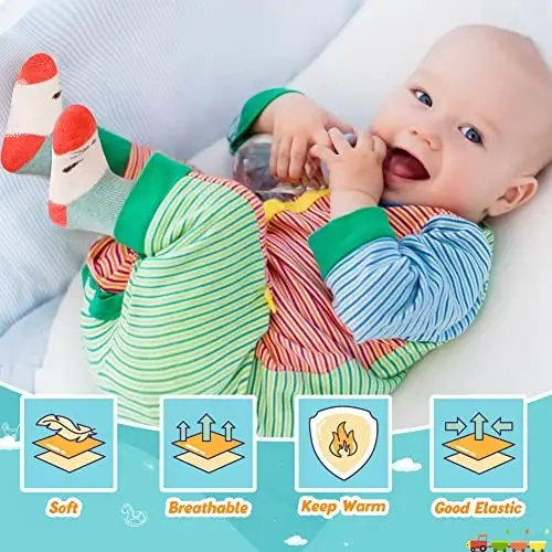 Eyean Baby Wool Grip Sock Soft Winter Warm Thick Non Slip Toddler Boy Girls Crew Socks For Children 6 Pairs - 5