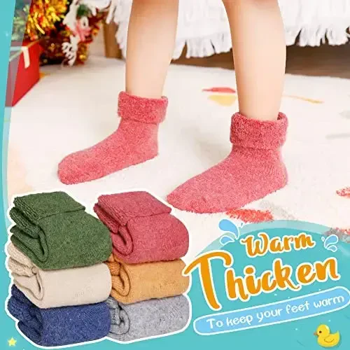 Eyean Baby Wool Grip Sock Soft Winter Warm Thick Non Slip Toddler Boy Girls Crew Socks For Children 6 Pairs - MODAZONE (1)