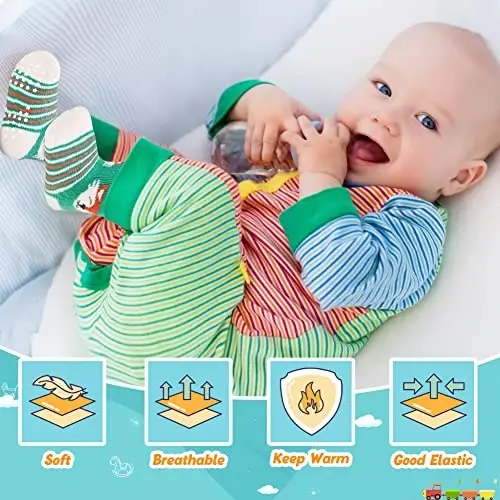 Eyean Baby Wool Grip Sock Soft Winter Warm Thick Non Slip Toddler Boy Girls Crew Socks For Children 6 Pairs - 5