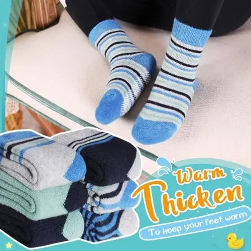 Eyean Baby Wool Grip Sock Soft Winter Warm Thick Non Slip Toddler Boy Girls Crew Socks For Children 6 Pairs - EYEAN (1)