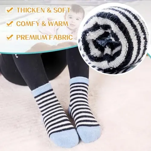 Eyean Baby Wool Grip Sock Soft Winter Warm Thick Non Slip Toddler Boy Girls Crew Socks For Children 6 Pairs - 3