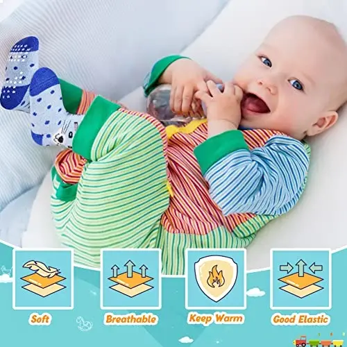 Eyean Baby Wool Grip Sock Soft Winter Warm Thick Non Slip Toddler Boy Girls Crew Socks For Children 6 Pairs - 5
