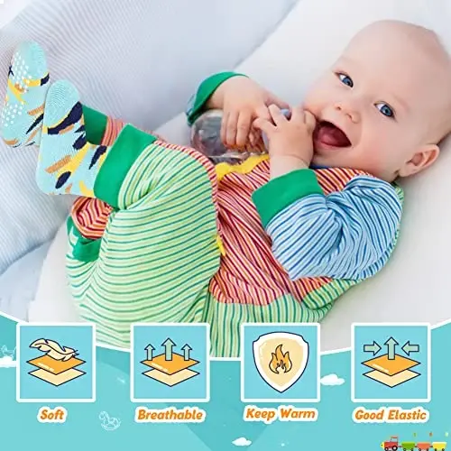 Eyean Baby Wool Grip Sock Soft Winter Warm Thick Non Slip Toddler Boy Girls Crew Socks For Children 6 Pairs - 5