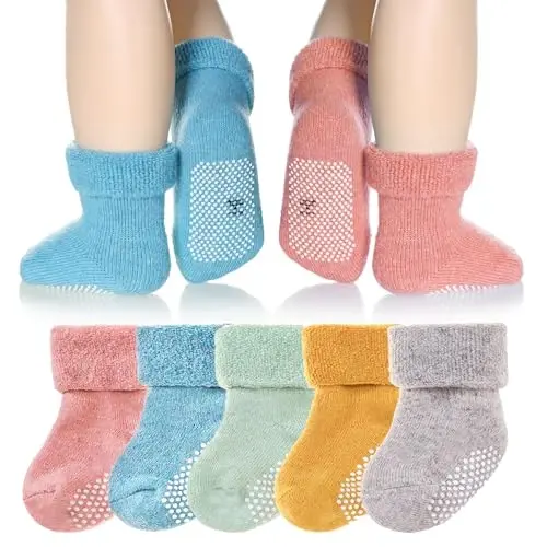 Eyean Baby Wool Grip Sock Soft Winter Warm Thick Non Slip Toddler Boy Girls Crew Socks For Children 6 Pairs 