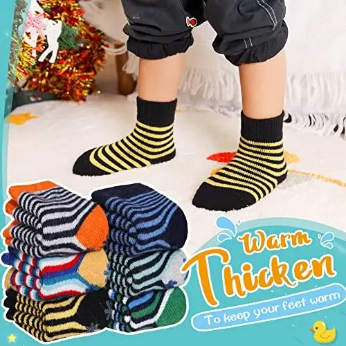 Eyean Baby Wool Grip Sock Soft Winter Warm Thick Non Slip Toddler Boy Girls Crew Socks For Children 6 Pairs - EYEAN (1)