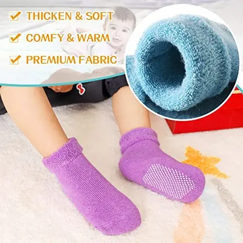 Eyean Baby Wool Grip Sock Soft Winter Warm Thick Non Slip Toddler Boy Girls Crew Socks For Children 6 Pairs - 3