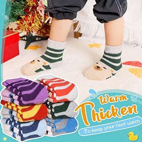 Eyean Детские Ноocks Wool Grip Soft Winter Warm Thick Non Slip Toddler Boy Girls Crew Socks Для детей 6 пар - 2