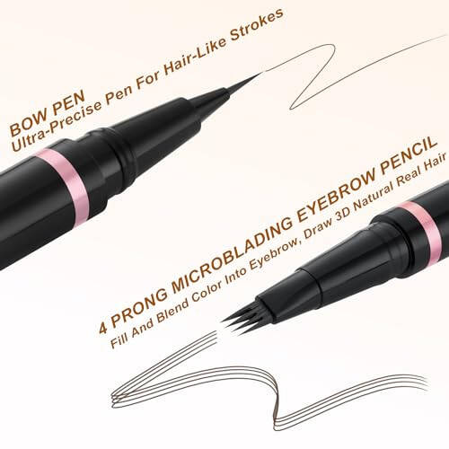 Eyebrow Pencil Makeup Kit, featuring Waterproof 2-IN-1 Microblading Eyebrow Pen, Eyebrow Pomade, Eyeliner and Dual-ended Eyebrow Brush. Brow Pencil Kit for Natural Eyebrows - Dark Brown - 3