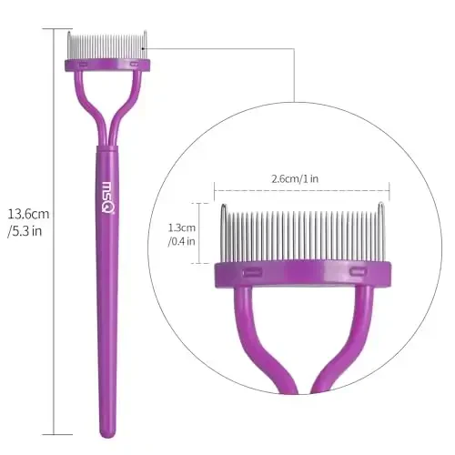 Eyelash Comb Eyebrow Brush MSQ Eyelash Separator Mascara Applicator Eyelash Definer With Comb Cover Arc Designed Cosmetic Brushes Tool (Purple) - 6
