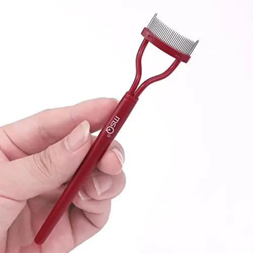 Eyelash Comb MSQ Eyelash Separator Mascara Applicator Eyelash Definer With Comb Cover Arc Designed Cosmetic Brushes Tool Red (1PCS) - 4