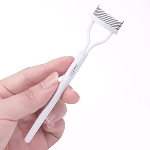 Eyelash Comb MSQ Eyelash Separator Mascara Applicator Eyelash Definer With Comb Cover Arc Designed Cosmetic Brushes Tool White (1PCS) - 3