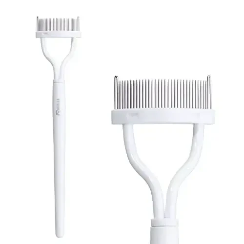 Eyelash Comb MSQ Eyelash Separator Mascara Applicator Eyelash Definer With Comb Cover Arc Designed Cosmetic Brushes Tool White (1PCS) - 1