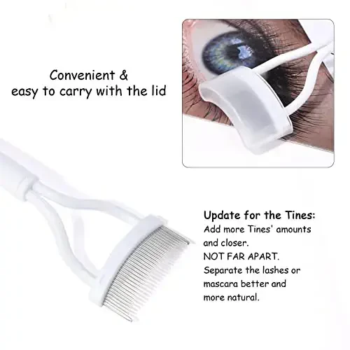 Eyelash Comb MSQ Eyelash Separator Mascara Applicator Eyelash Definer With Comb Cover Arc Designed Cosmetic Brushes Tool White (1PCS) - 4
