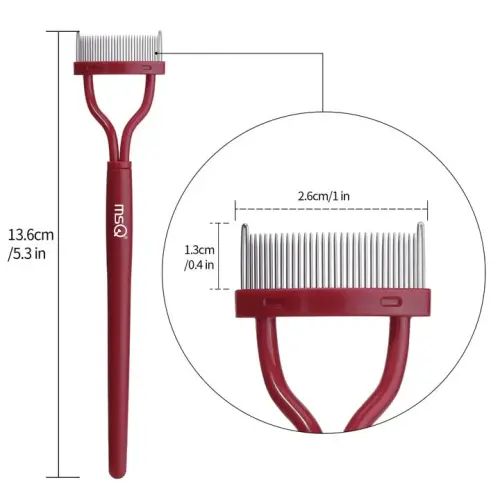 Eyelash Comb MSQ Kiprik Ajratgich Tush Ajratgich Qopqoqli Yoy Dizaynli Kosmetik Cho'tkalar Qizil (1 dona) - 5