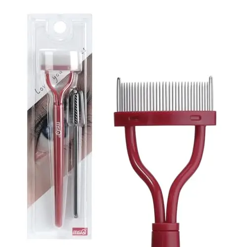 Eyelash Comb MSQ Kiprik Ajratgich Tush Ajratgich Qopqoqli Yoy Dizaynli Kosmetik Cho'tkalar Qizil (1 dona) 
