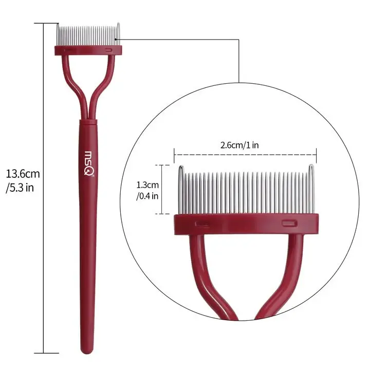 Eyelash Comb MSQ Kiprik Ajratgich Tush Ajratgich Qopqoqli Yoy Dizaynli Kosmetik Cho'tkalar Qizil (1 dona) - 5