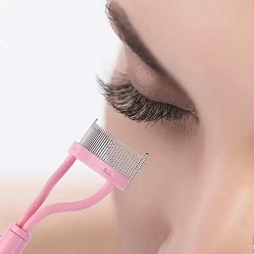 Eyelash Comb Separator MSQ Eyelash Mascara Brush and Comb Lash Separator With Comb Cover Arc Designed Cosmetic Brushes Tool Pink (1PCS) - 3