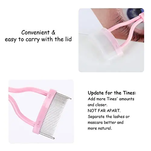 Eyelash Comb Separator MSQ Eyelash Mascara Brush and Comb Lash Separator With Comb Cover Arc Designed Cosmetic Brushes Tool Pink (1PCS) - 4