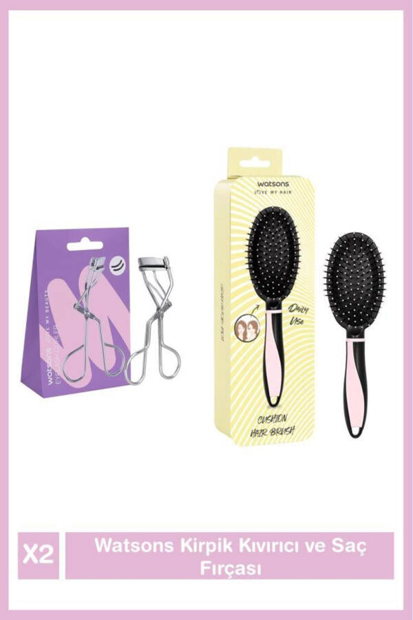 Eyelash Curler and Hair Brush Set - 1