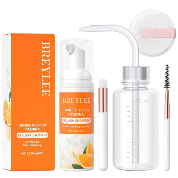 Eyelash Extension Cleanser, Brelyee Lash shampoo 60ml + Brushes + Bottle + Pads, Eyelash Wash for Extensions, Lash Cleanser, Lash Bath Lash Wash Soap Foam for Professional & Self Use - 7