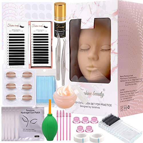 Eyelash Extension Kit, Silicone Mannequin Head With Replaced Eyelids Lash Training Set, Lash Extension Supplies Lash Training Practice Kits for Eyelash Extensions Beginners - 1