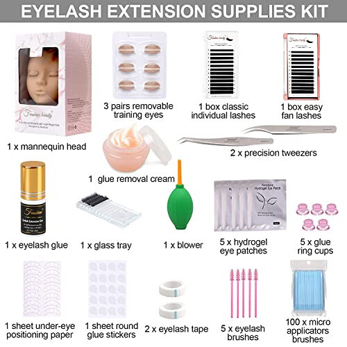 Eyelash Extension Kit, Silicone Mannequin Head With Replaced Eyelids Lash Training Set, Lash Extension Supplies Lash Training Practice Kits for Eyelash Extensions Beginners - 2