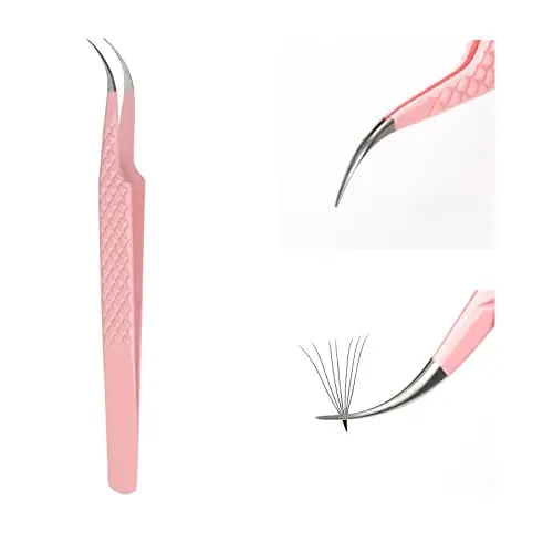 Eyelash Extension Tweezers FADLASH Volume Lash Tweezers Precision Curved Tip Lash Extension Tweezers Isolation & Volume Techniques Professional Application Tools - EYELASH