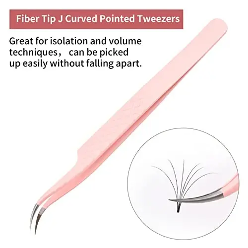 Eyelash Extension Tweezers FADLASH Volume Lash Tweezers Precision Curved Tip Lash Extension Tweezers Isolation & Volume Techniques Professional Application Tools - 3