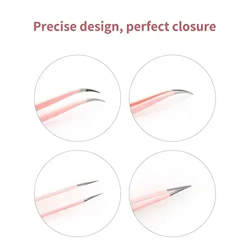 Eyelash Extension Tweezers FADLASH Volume Lash Tweezers Precision Curved Tip Lash Extension Tweezers Isolation & Volume Techniques Professional Application Tools - 7