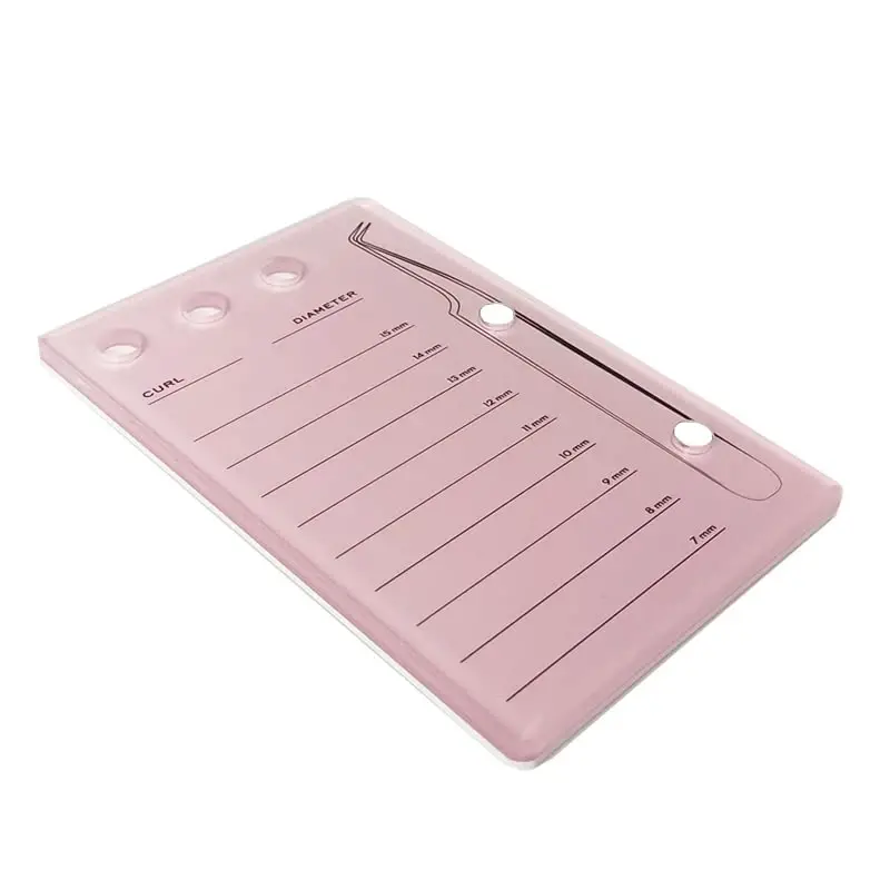 Eyelash Grafting Pallet, Acrylic Lash Tile holder, 7-15mm Scale Glue Cups Eyelash Extensions Storage Gasket Pads with Suction for Tweezers (pink) - 5