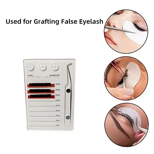 Eyelash Grafting Pallet, Acrylic Lash Tile holder, 7-15mm Scale Glue Cups Eyelash Extensions Storage Gasket Pads with Suction for Tweezers (white) - EYELASH (1)
