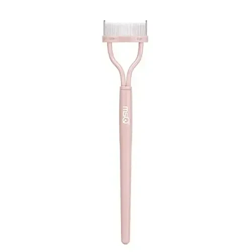 Eyelash Separator Eyelash Comb Lash Separator Tool MSQ Mascara Brush Eyelash Brush Separator Mascara Comb Arc Designed Mascara Applicator With Cover Naked Pink (1PCS) - 1
