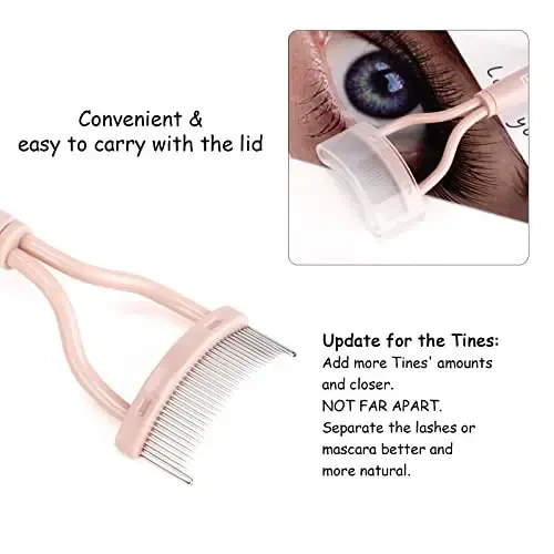 Eyelash Separator Eyelash Comb Lash Separator Tool MSQ Mascara Brush Eyelash Brush Separator Mascara Comb Arc Designed Mascara Applicator With Cover Naked Pink (1PCS) - 3