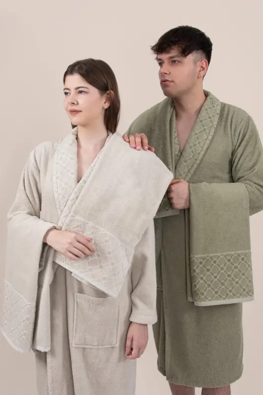 Eylül Family Bathrobe Set | Bathrobe | Bathrobe Set | Dowry Set | Gift Towel Bathrobe Set - Multicolor - 1