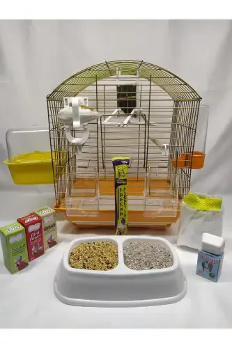 Eyni Petshop O'rtacha Hajmli Chiqib Turadigan Qutuli Sovg'ali To'tiqush Qafasi 30x23x37.. Ko'k Tomli Bo'yalgan - 5