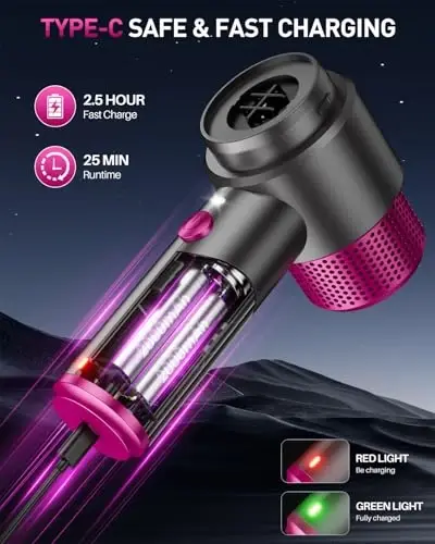 EYYA Handheld Cordless Car Vacuum Cleaner, 4-in-1 Portable Mini Car Vacuum Cleaner, 15000PA High Power & Air Duster with LED Light for Home Office - 4