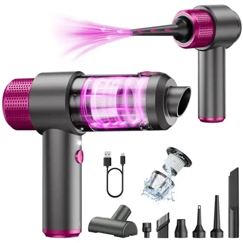 EYYA Handheld Car Vacuum Cleaner Cordless, 15000PA High Power Vacuum & Air Duster, 4-in-1 Portable Mini Vacuum with LED Light, Hand Held Vacuum Cleaner for Car Home Office 