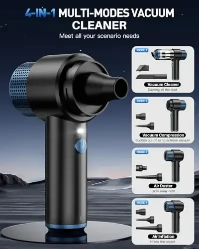 EYYA Handheld Car Vacuum Cleaner Cordless, 15000PA High Power Vacuum & Air Duster, 4-in-1 Portable Mini Vacuum with LED Light, Hand Held Vacuum Cleaner for Car Home Office - 3