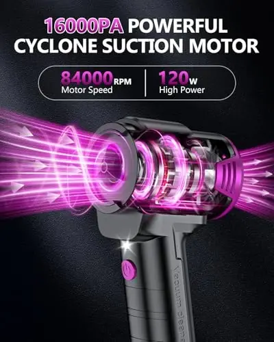 EYYA Handheld Vacuum Cordless, 16KPA High Power Portable Car Vacuum Cleaner & Air Duster, Hand Held Vacuum Cordless Rechargeable with Multi-Nozzles & 2 HEPA Filters for Car Home Office - EYYA (1)