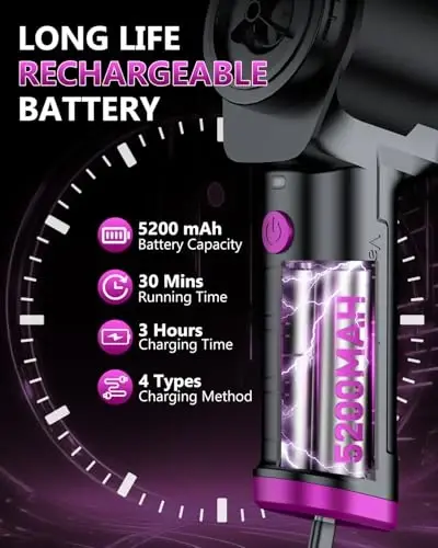 EYYA Handheld Vacuum Cordless, 16KPA High Power Portable Car Vacuum Cleaner & Air Duster, Hand Held Vacuum Cordless Rechargeable with Multi-Nozzles & 2 HEPA Filters for Car Home Office - 6