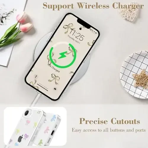 EYZUTAK Case for iPhone 16e, Clear Cute Ribbon Bowknot Pattern Aesthetic Transparent Phone Case Raised Camera Protection Stylish Slim Soft Durable TPU Protective Cover for Women Girls - Colorful - 5