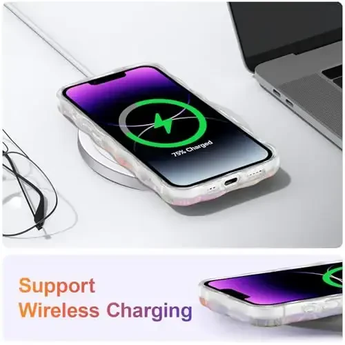 EYZUTAK Чехол для iPhone 16e, Красочная ретро масляная живопись, принт, цветочный лазерный глянцевый узор, милый волнистый край, изысканный чехол для телефона, стильный прочный TPU защитный чехол для девушки, женщины - зеленый - 6