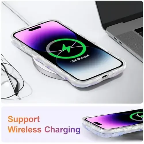 EYZUTAK Чехол для iPhone Air, красочный ретро, масляная живопись, цветочный лазерный глянцевый узор, милый волнистый край, изысканный чехол для телефона, стильный прочный ТПУ защитный чехол для девочек и женщин - светло-голубой - 6